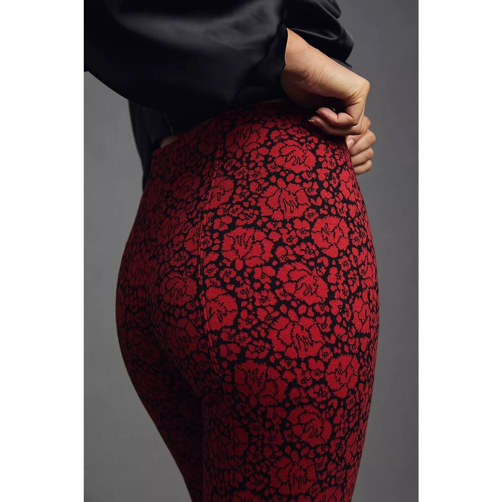 Anthropologie Maeve The Margot Kick-Flare Cropped Pants Red Floral Large Gothic - Picture 4 of 12